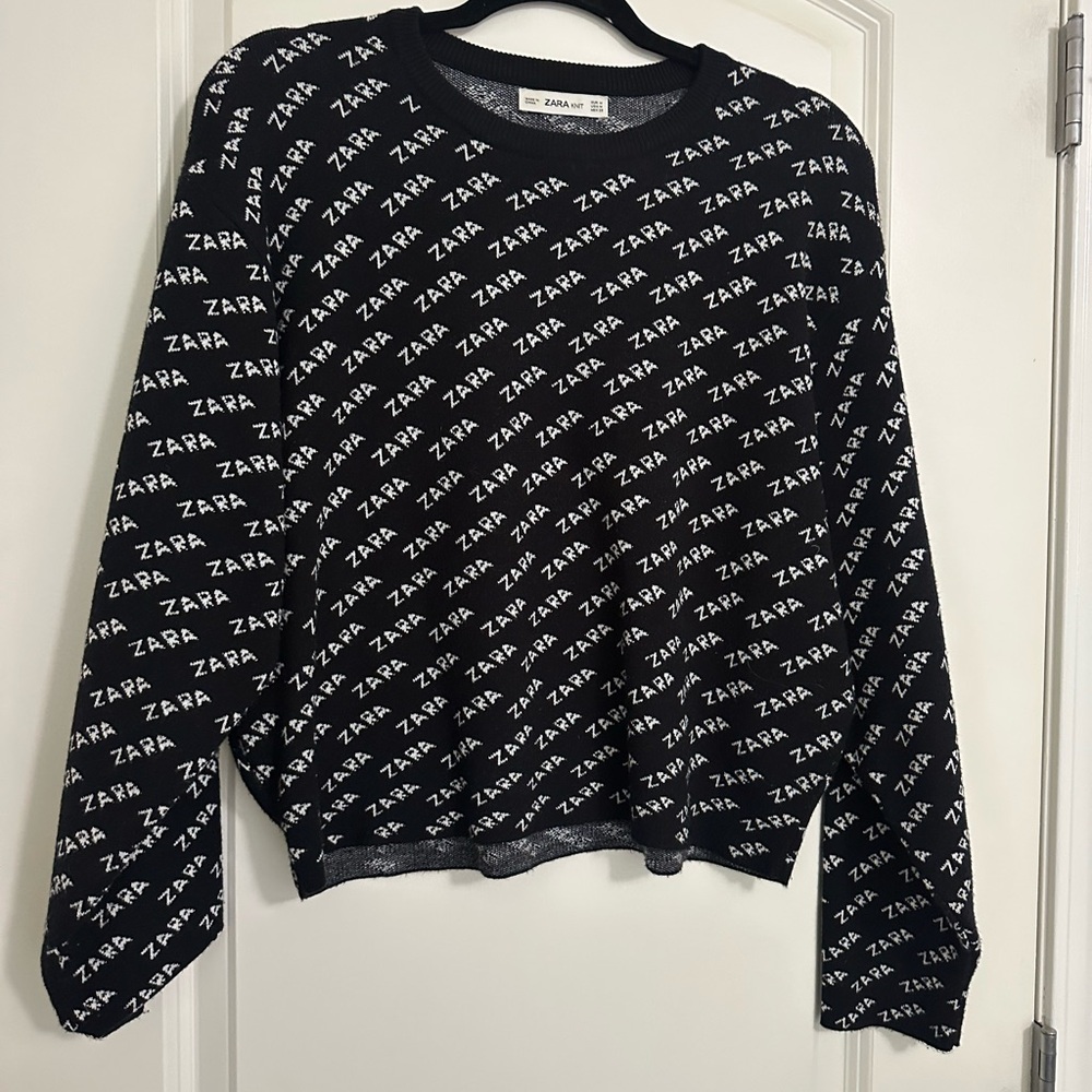 Zara Monochrome Logo Print Sweater
